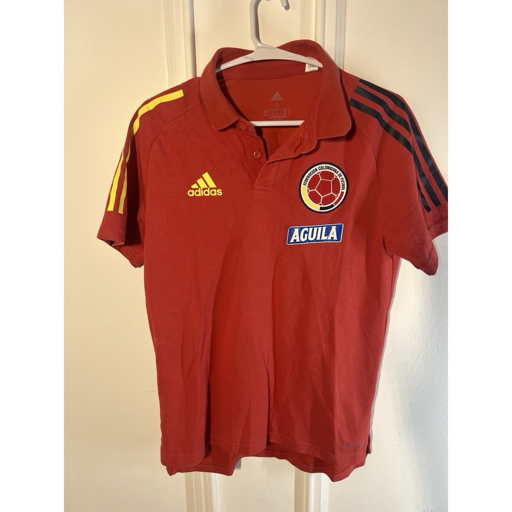 Adidas Colombia National Team Soccer Polo Small Red FCF Aguila Aeroready